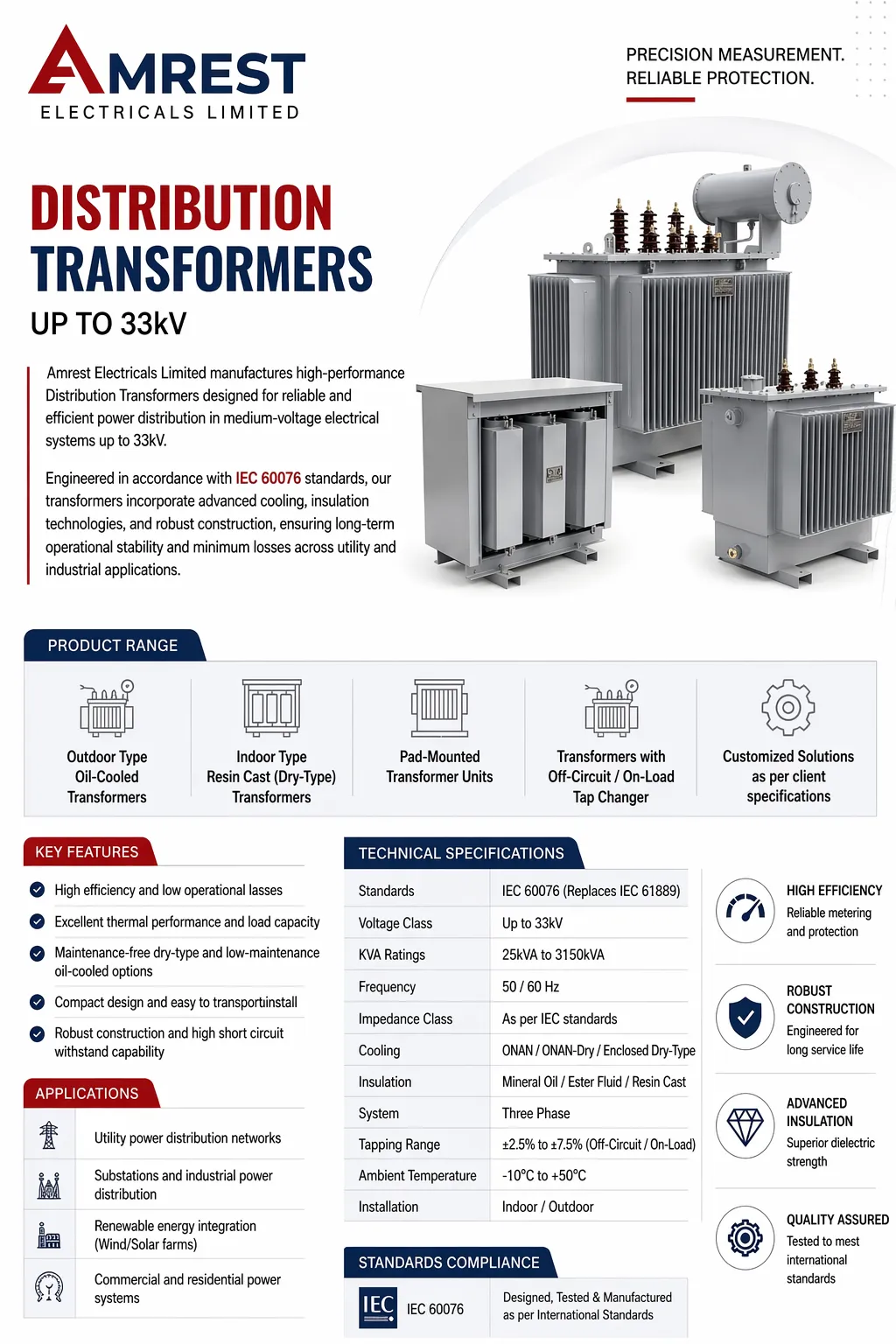 DISTRIBUTION TRANSFORMER- amrest electricals 